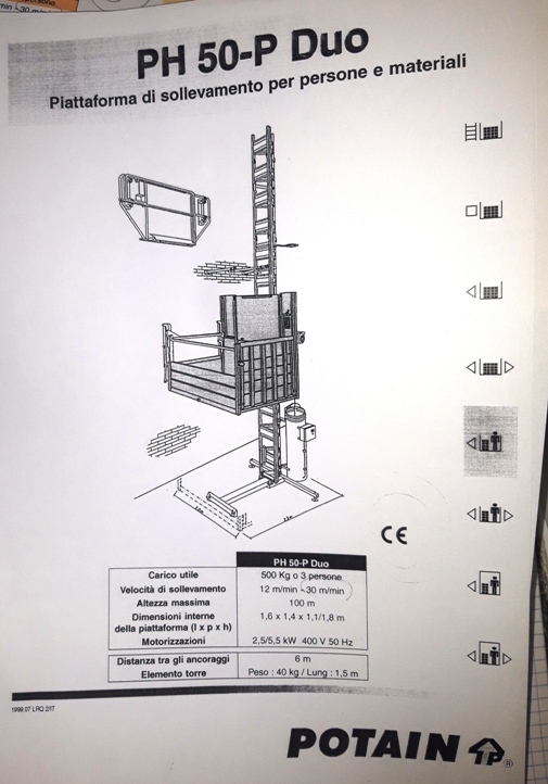 ASCENSORE_LIFT POTAIN PH 50-P DUO